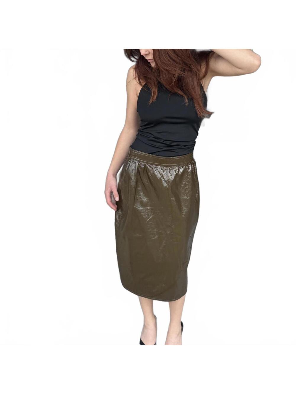 80s Emanuel Ungaro Parallèle Paris Patent Leather Pencil Skirt